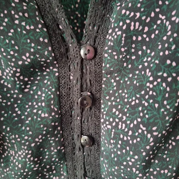 TOPSHOP Lace Inset Floral Ruffle Top - Black - Picture 5 of 9